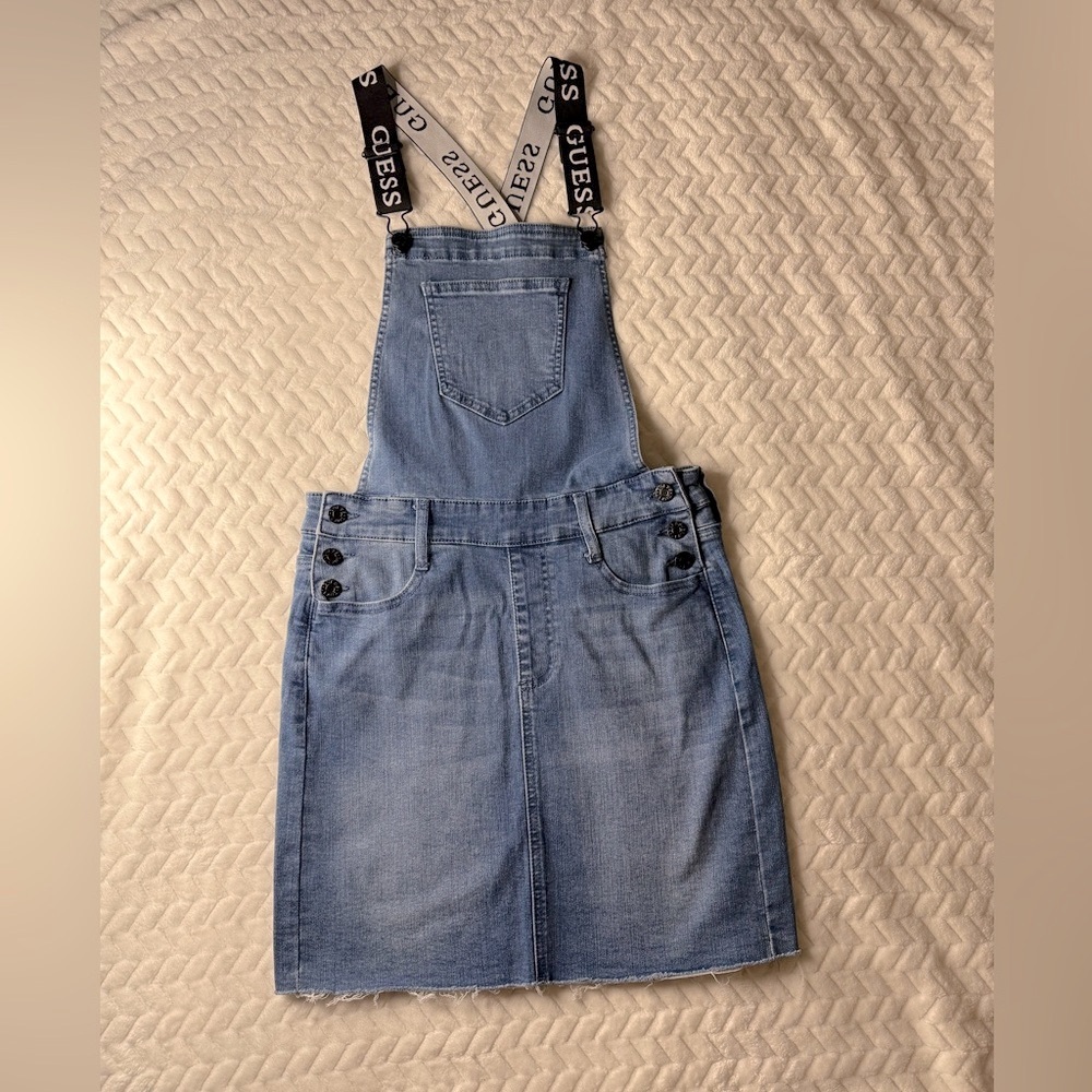 Guess Light Blue Denim Pinafore Dress